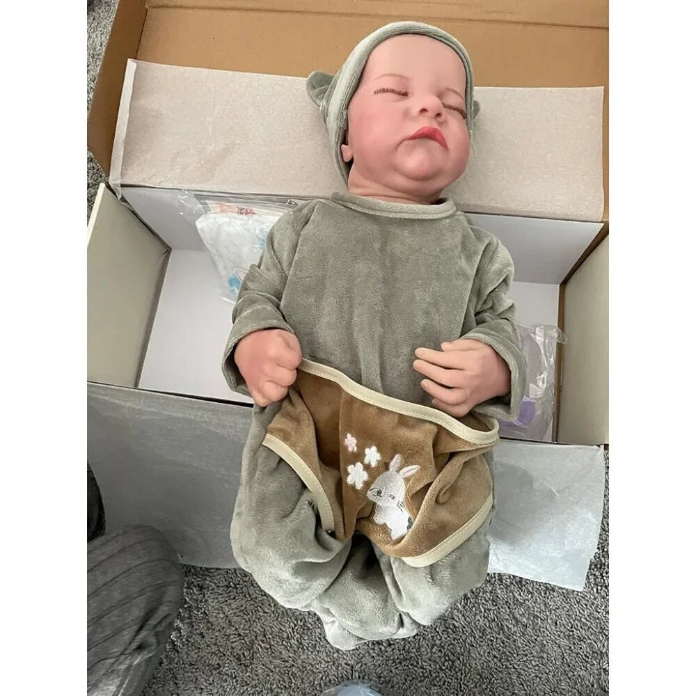 🆕17inch Silicone Body Newborn Baby Doll Poseable Limbs Sleeping Doll Girl
